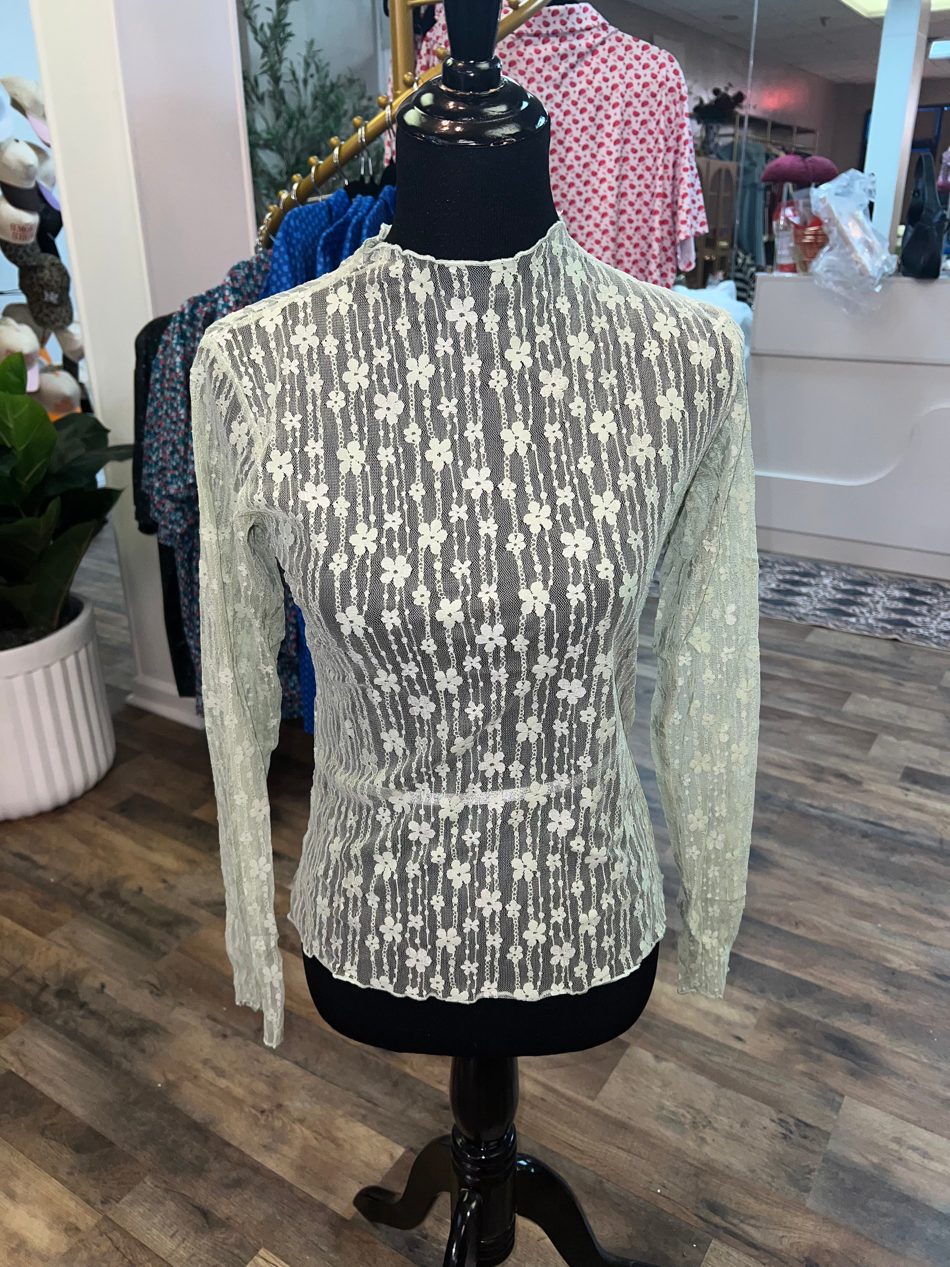 LS See Thru Lace Top