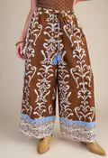 Printed Cotton Pants- Brown
