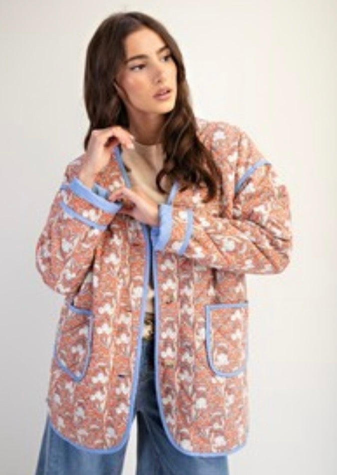 LS Cotton Print Quilted Loose Fit Jacket