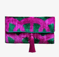 Silk Velvet Clutch- Pink/Green