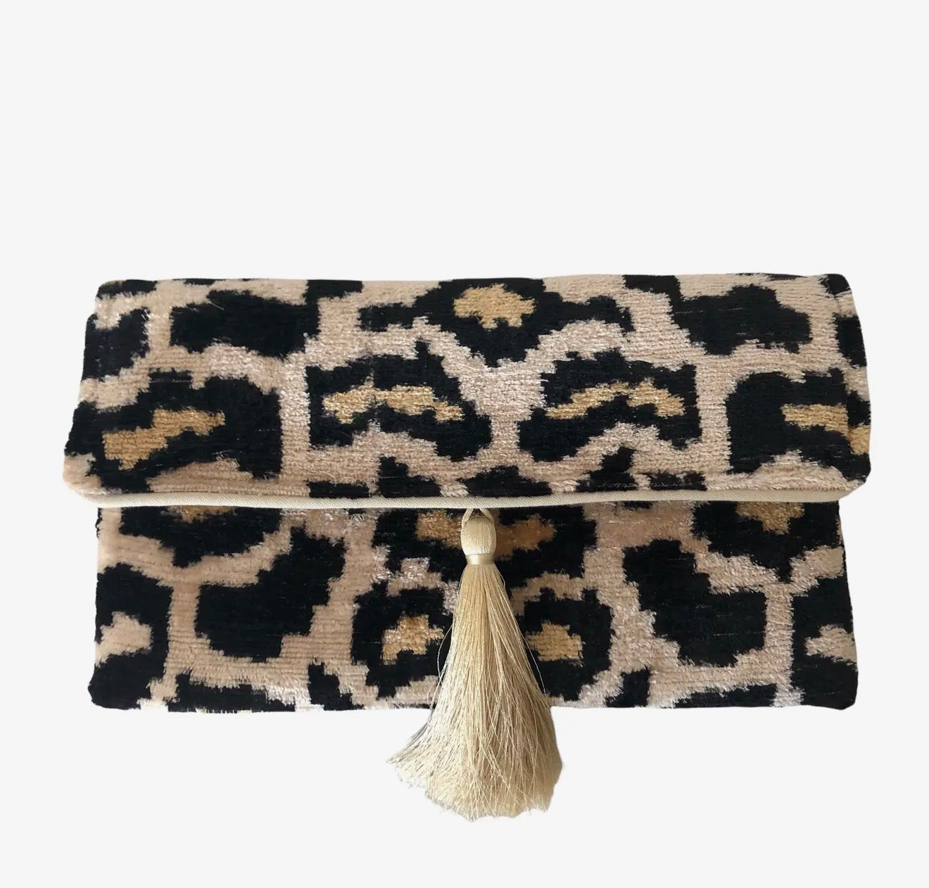 Silk Velvet Clutch - Leopard