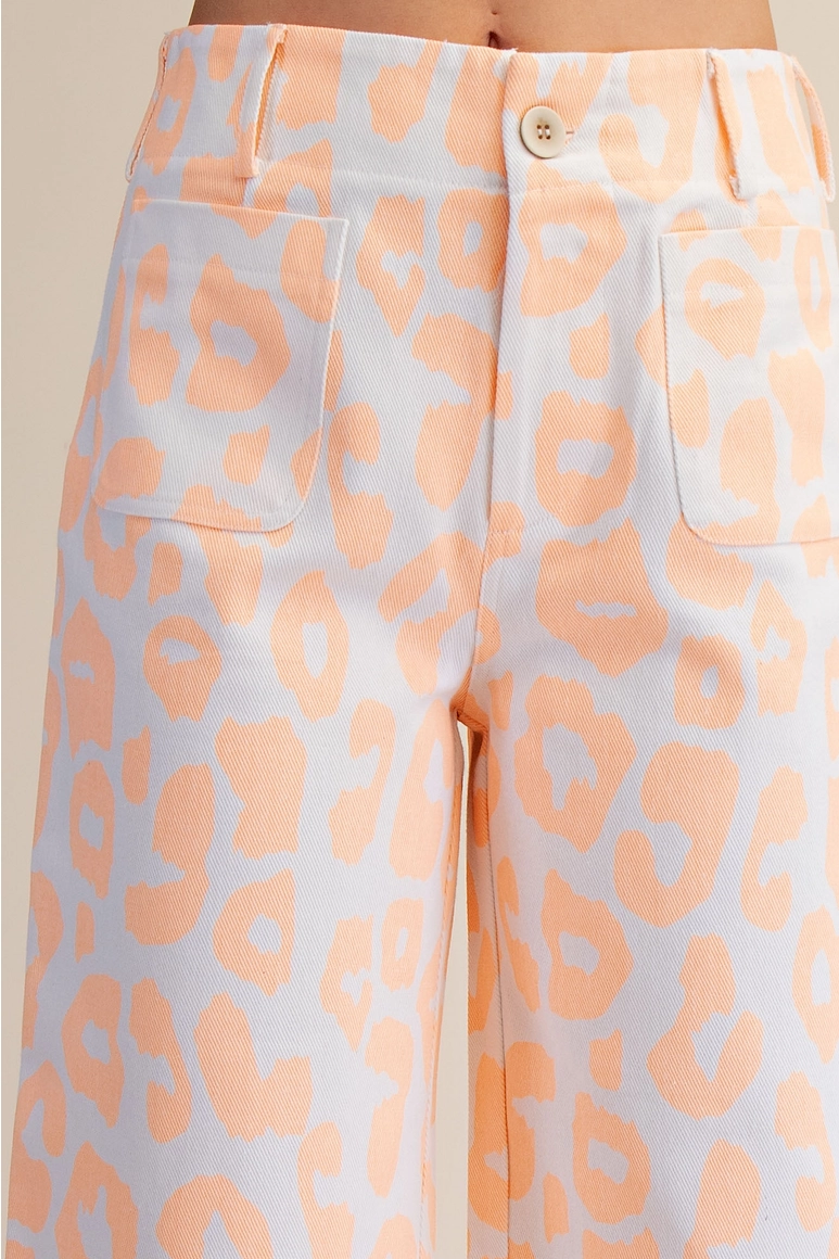 Cropped Wide Leg Leopard Pants