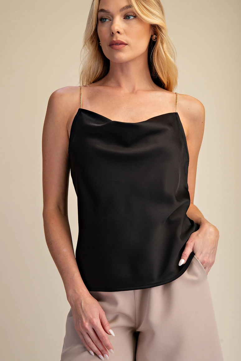 Chain Strap Satin Cami Top