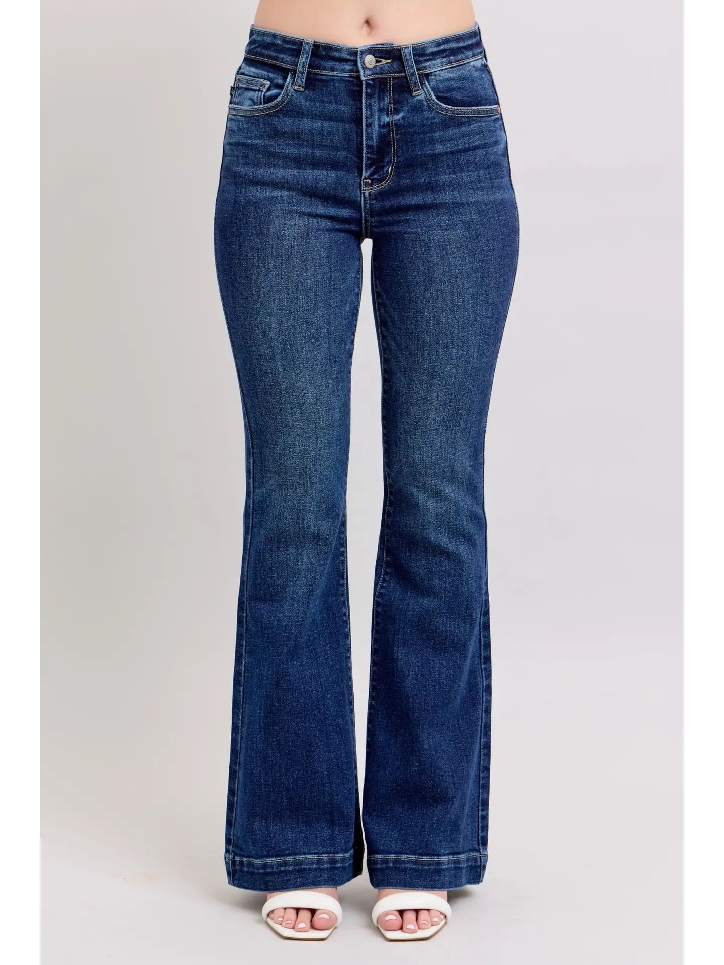 High Waist Trouser Flare- Dark Wash