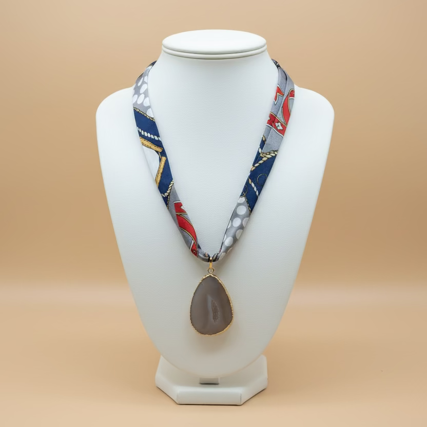 Red/White/Blue Scarf Pendant Necklace