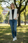 Faux Suede Vest With Star Stud Details