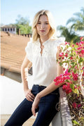 Flutter Sleeve Top With Embellished Yoke