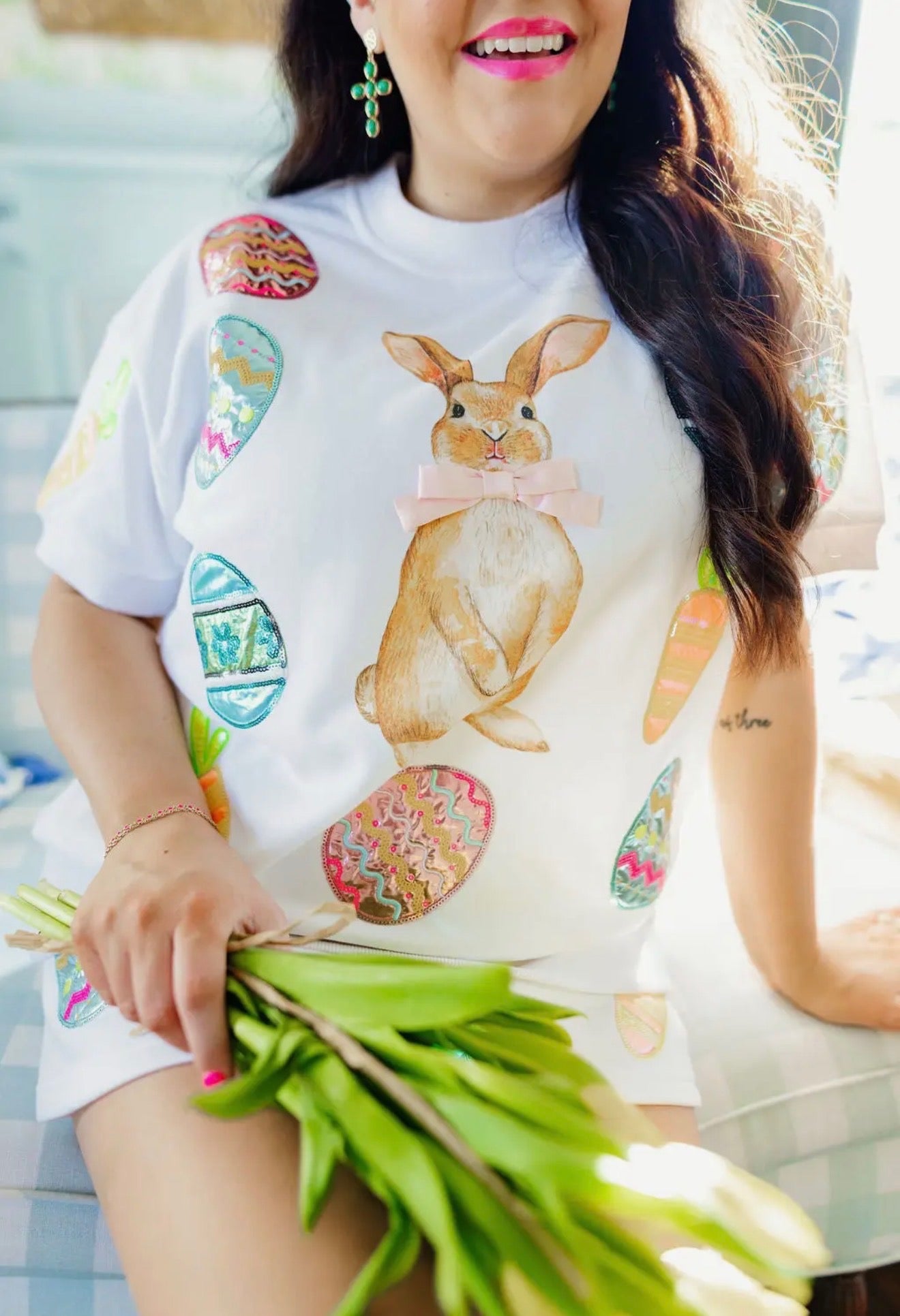 Easter Bunny Short Sleeve Sweatshirt