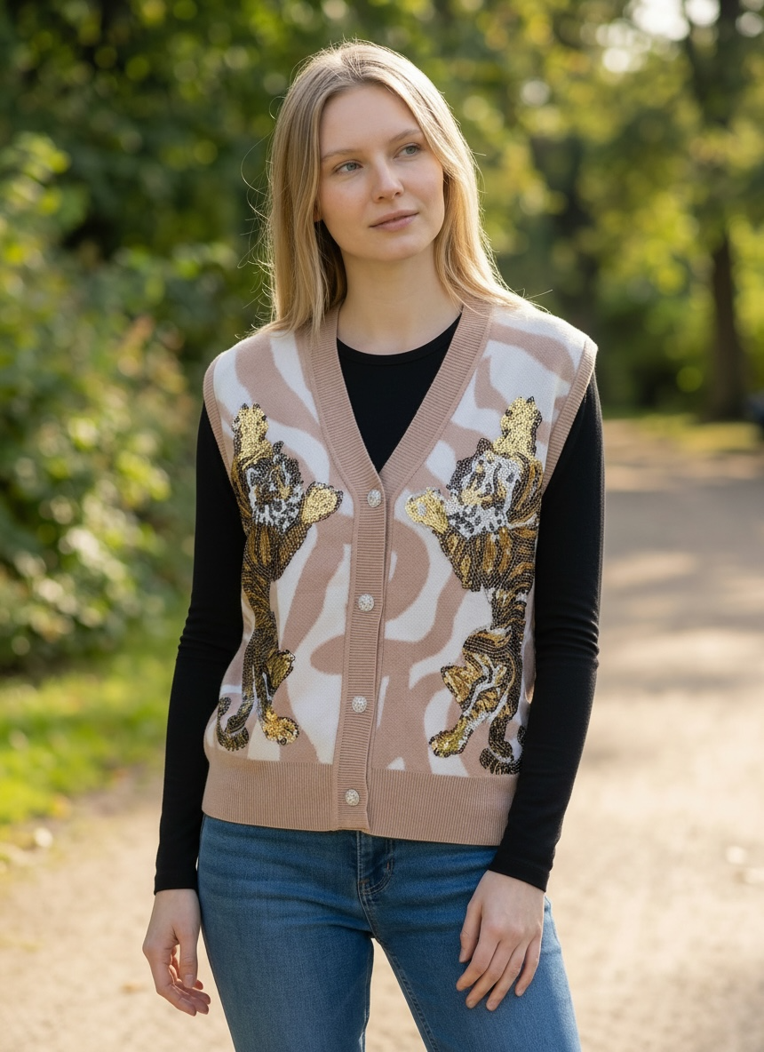 Tiger Button Down Vest