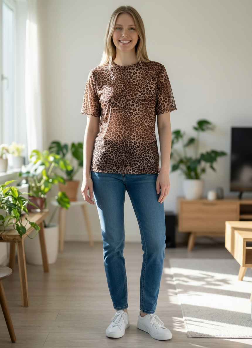 Sheer Leopard Print Tee
