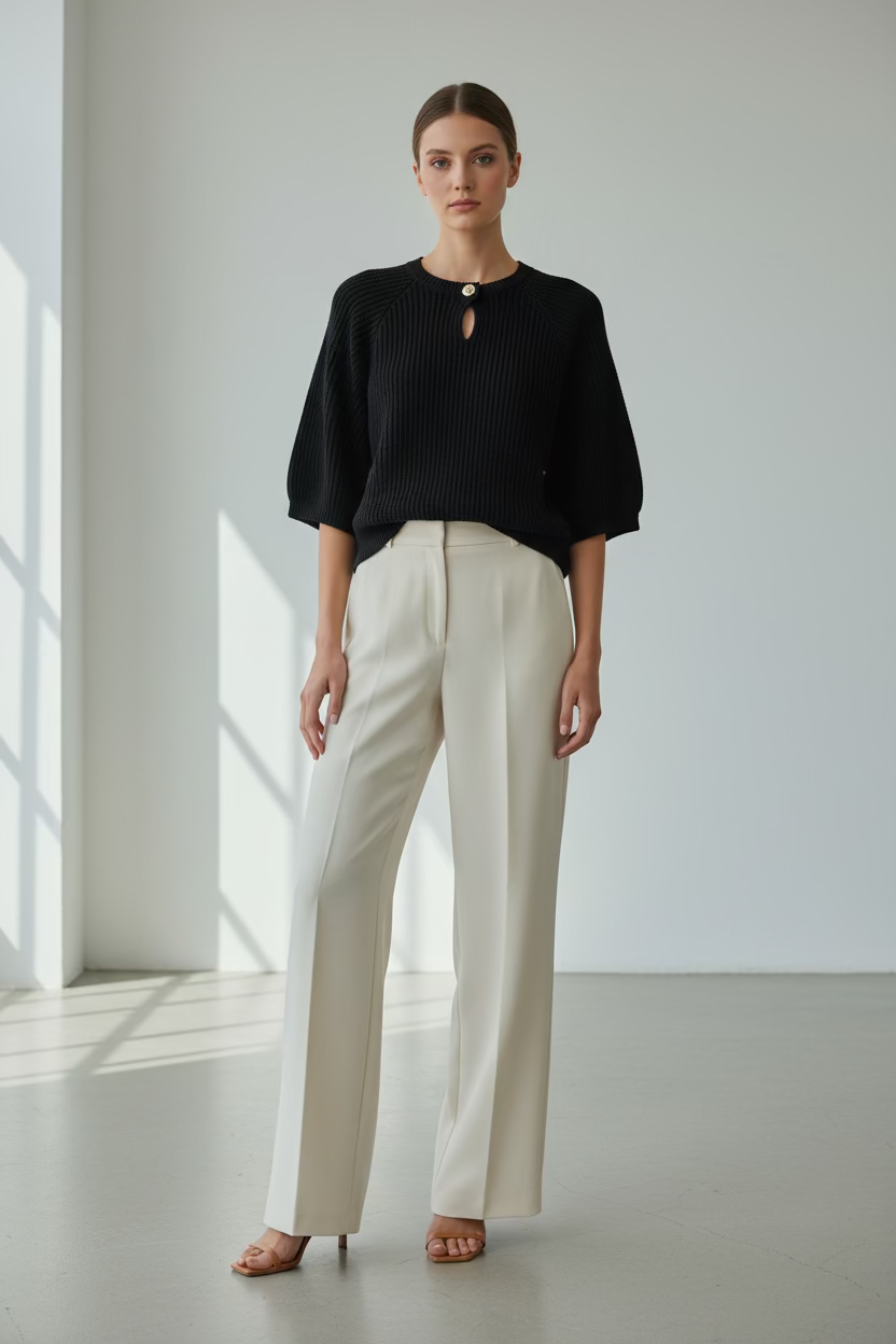 Black Cropped Shortsleeve Sweater