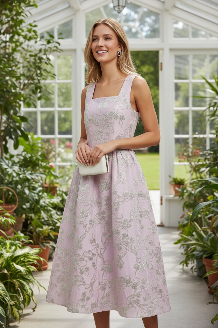 Orchid Jacquard Midi Dress