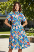 Hawaii Floral Dress- Blue
