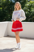 Pleated Skirt- Red/Pink