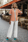 Striped Button Up- Orange