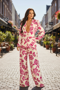 One Button Jacket & Pants Set- Magneta