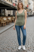 Reversible Curvy V Neck Tank- Sage