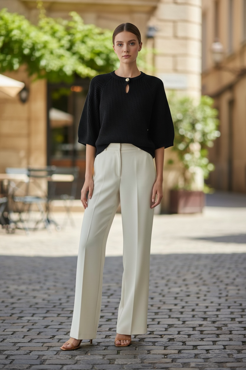 Black Cropped Shortsleeve Sweater