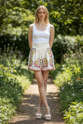 Embroidered Shorts- Cream