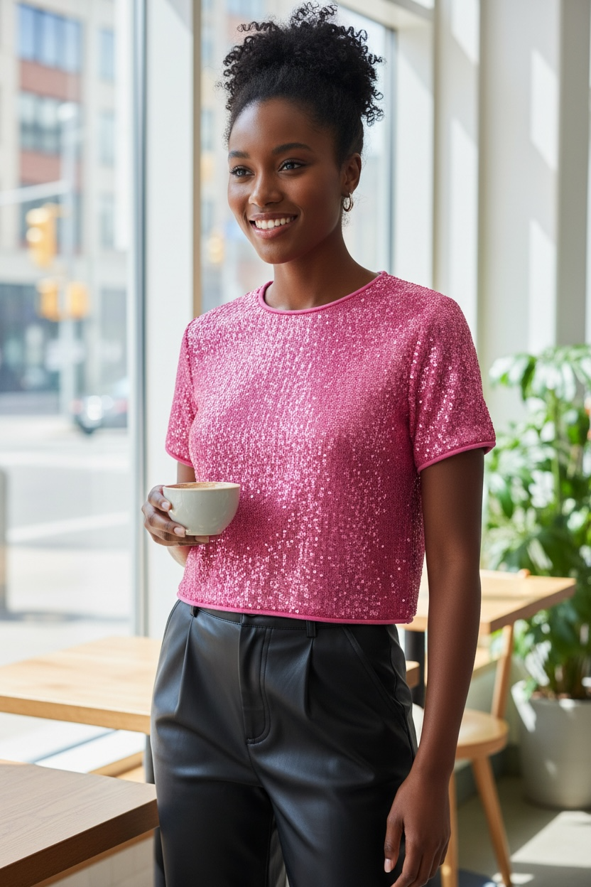 Knit Sequined Top
