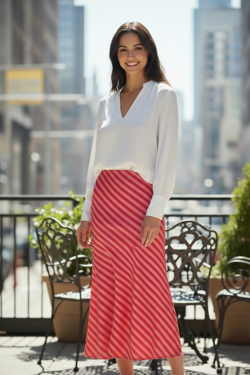 Midi Skirt- Red/Pink