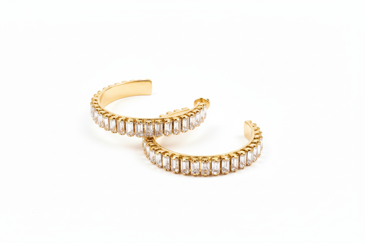 Two Toned Rhinestone Earrings