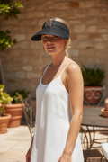 Upcycled LV Rollable Packable Straw Visor
