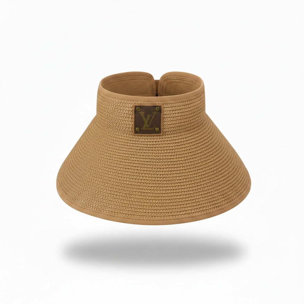 Upcycled LV Rollable Packable Straw Visor