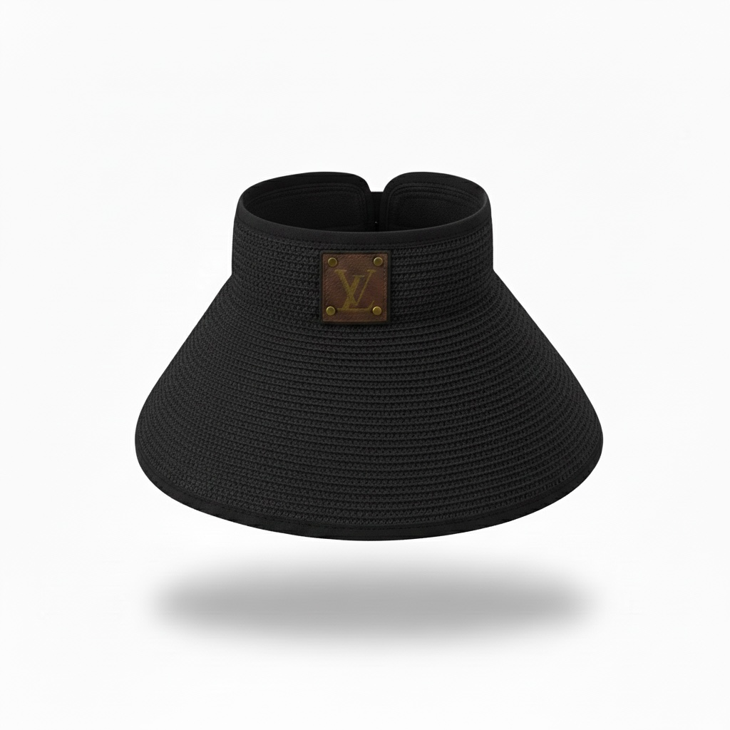 Upcycled LV Rollable Packable Straw Visor