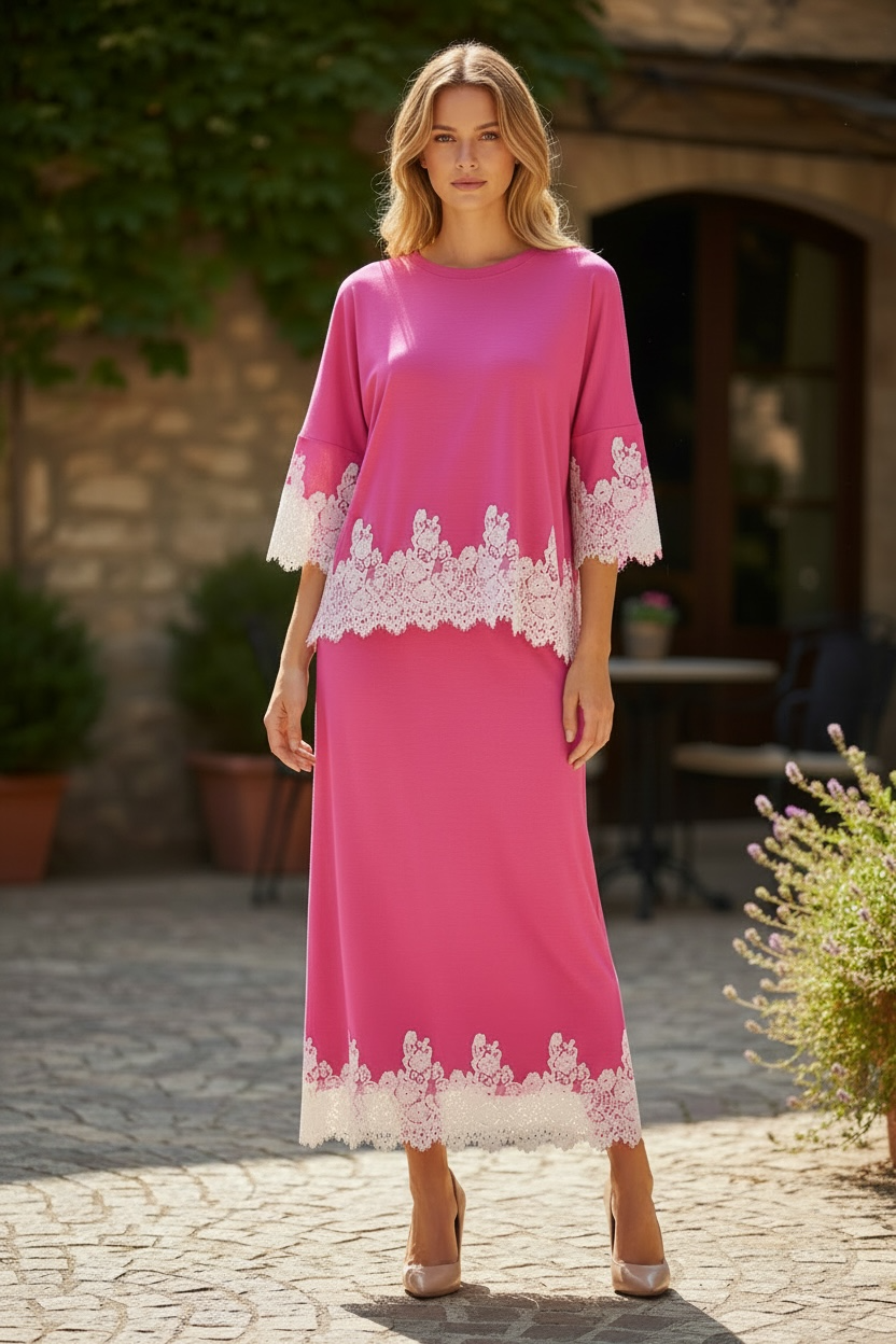 Lace Trimmed Two Piece Sets