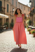 Pinstripe Maxi Dress- Red/Pink