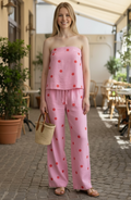 Linen Two Piece Set- Pink/Red