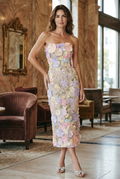 Floral Embroidered Slim Tube Dress