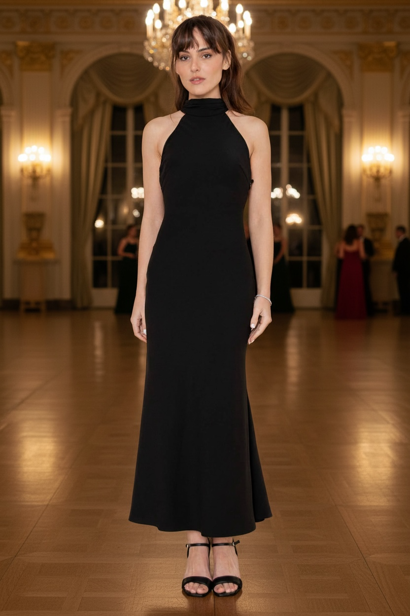 Statement Bow Classy Cocktail Party Maxi Dress- Black