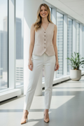 Striped Vest- Tan