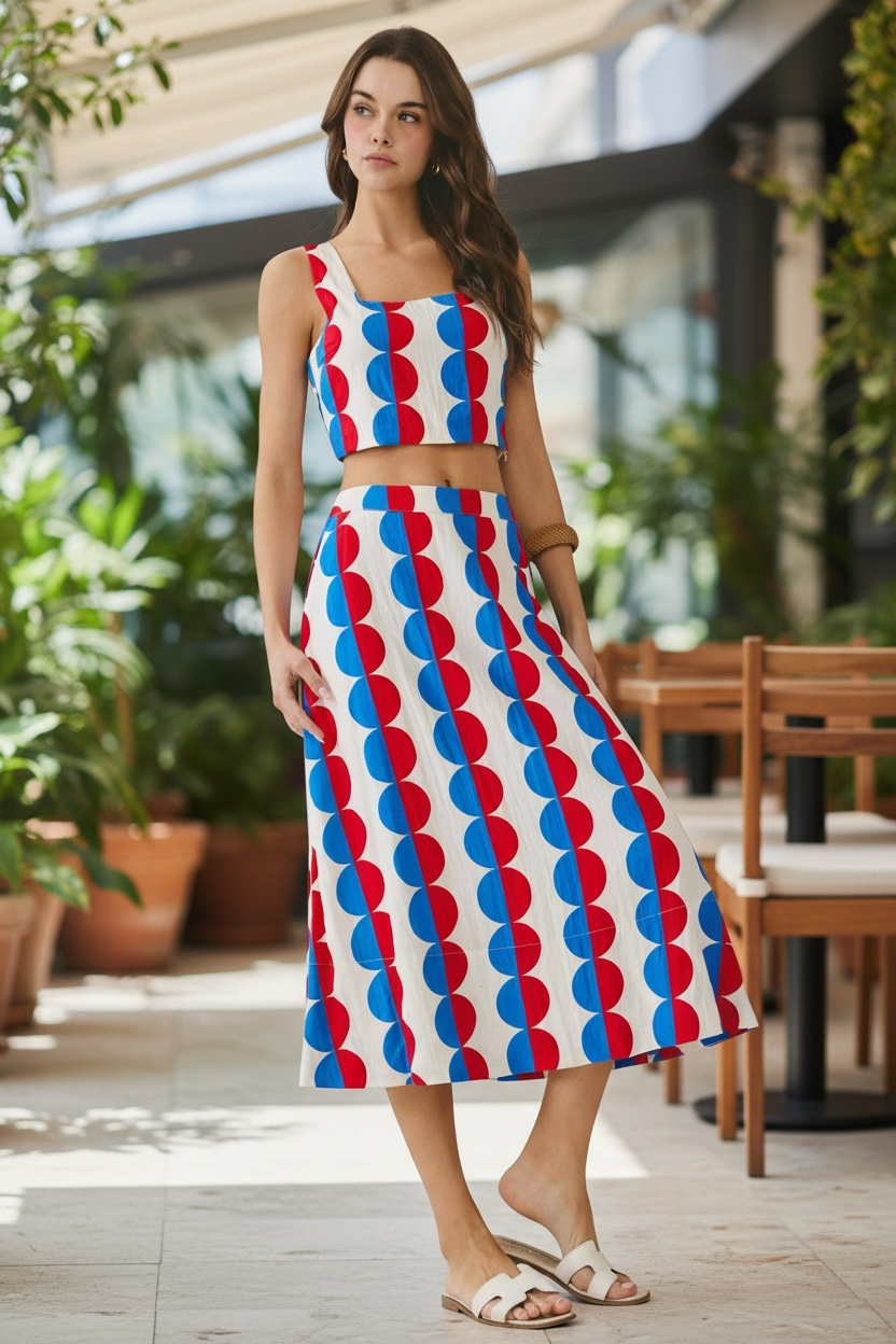 Retro Print Two Piece Set