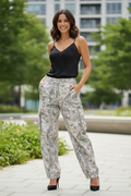 Rhinestone Camo Print Baggy Barrel Jeans
