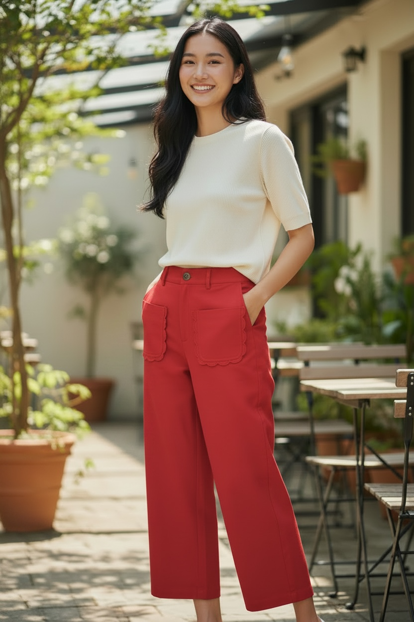 Scallop Pocket Pants