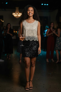 Sequin Cropped Top- Cream
