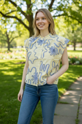 Striped Flower Top- Yellow