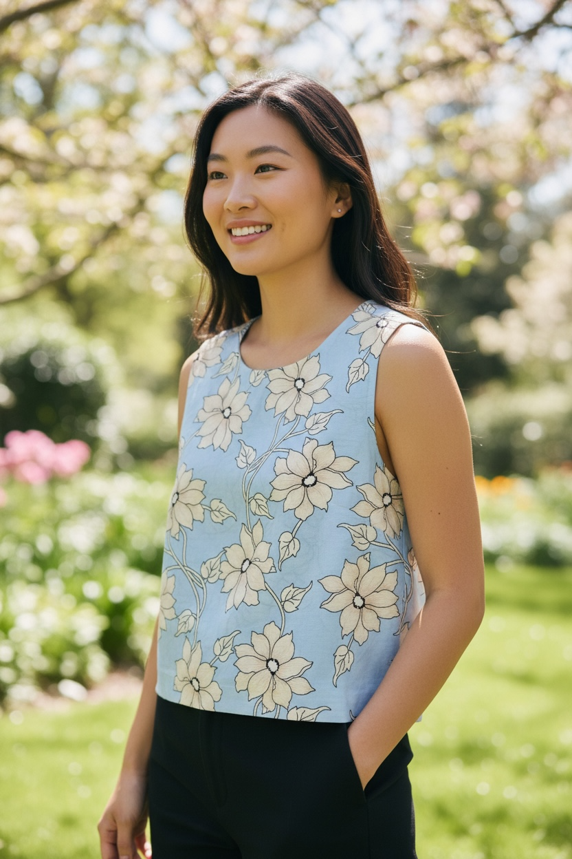 Floral Printed Top- Blue