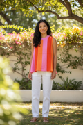 Sleeveless Colorblock Top- Pink/Red/Orange