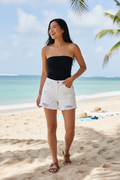 High Rise Shorts- White