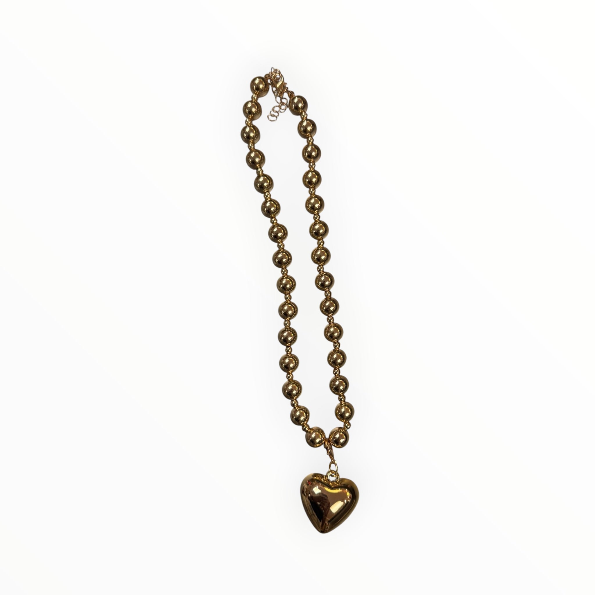 Gold Heart Chunky Pendant Necklace