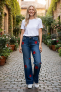 Washed Rose Embroidered Denim