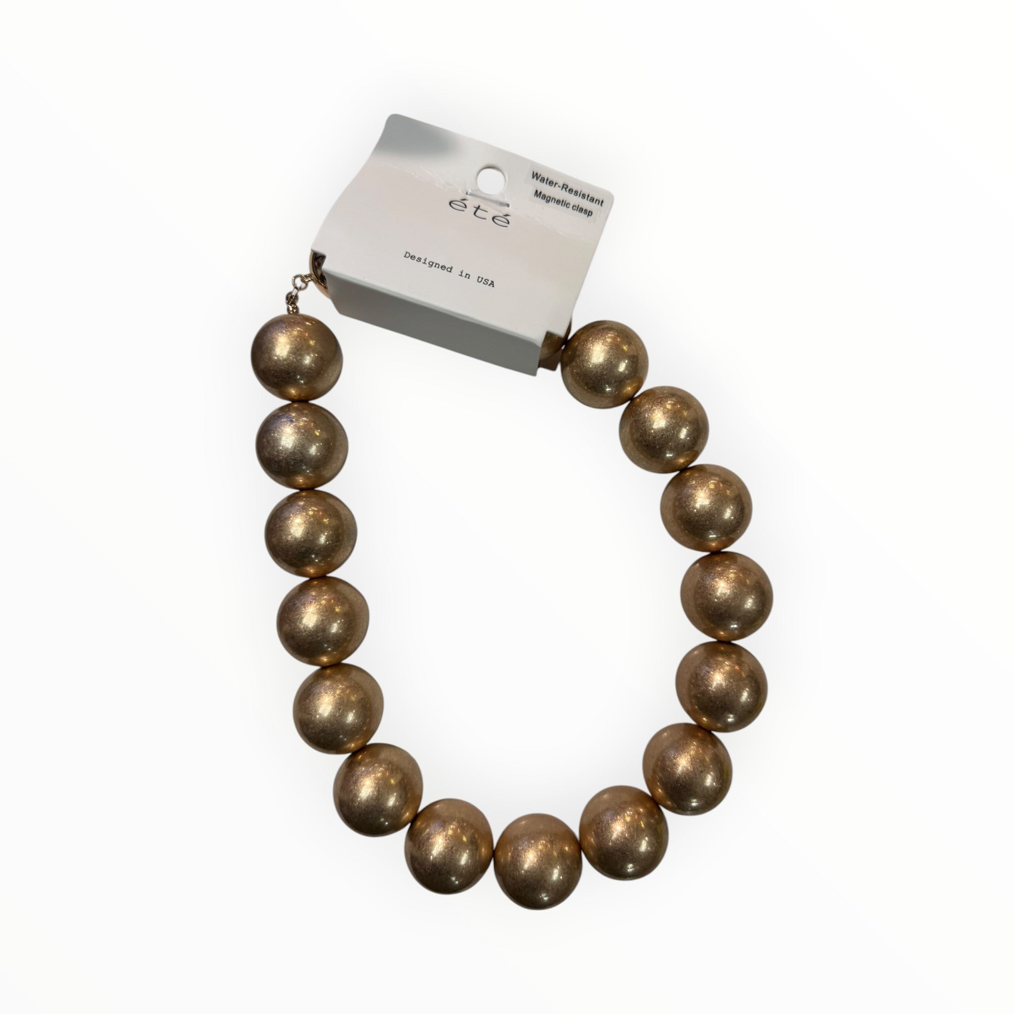 Gold Beaded 18" Necklace with Magnetic Closure