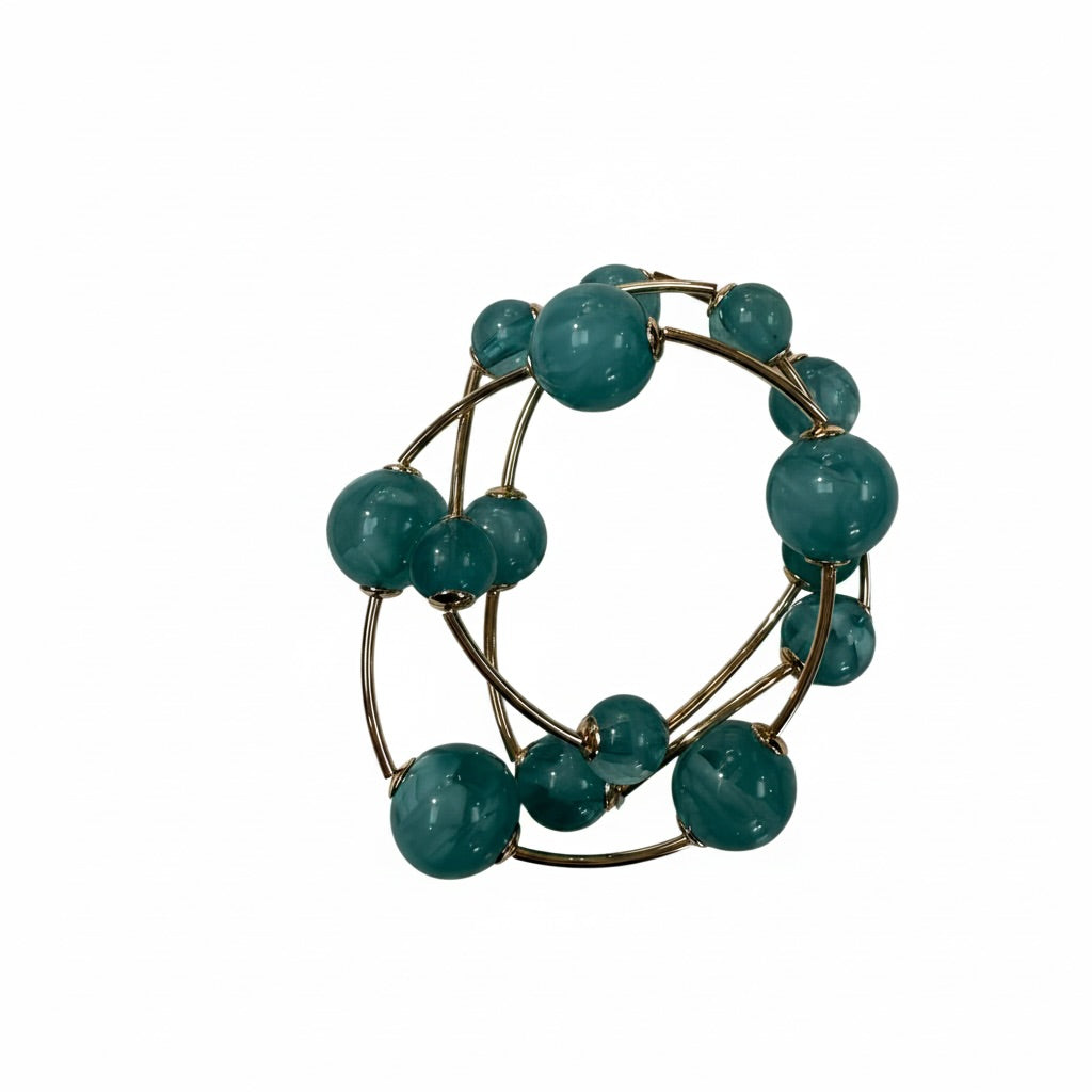 Gold Bar Set of 3 Bracelet- Teal/Turquoise