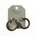 Silver 1" Twisted Gold Accent Hoop Earrings