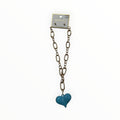 Gold Chunky Chain With Turquoise Heart Necklace