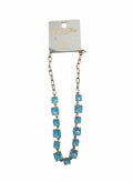 Squared Glass Crystal & Gold Chain Necklace